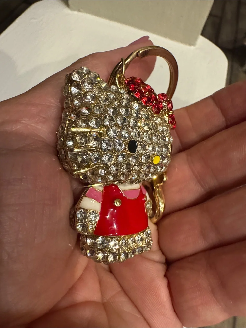 Hello Kitty Red Dress Crystal Keychain